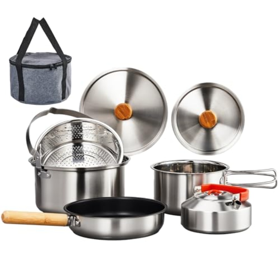 Camping Cooking Mess Kit - مجموعة أدوات الطهي للتخييم، طقم طهي