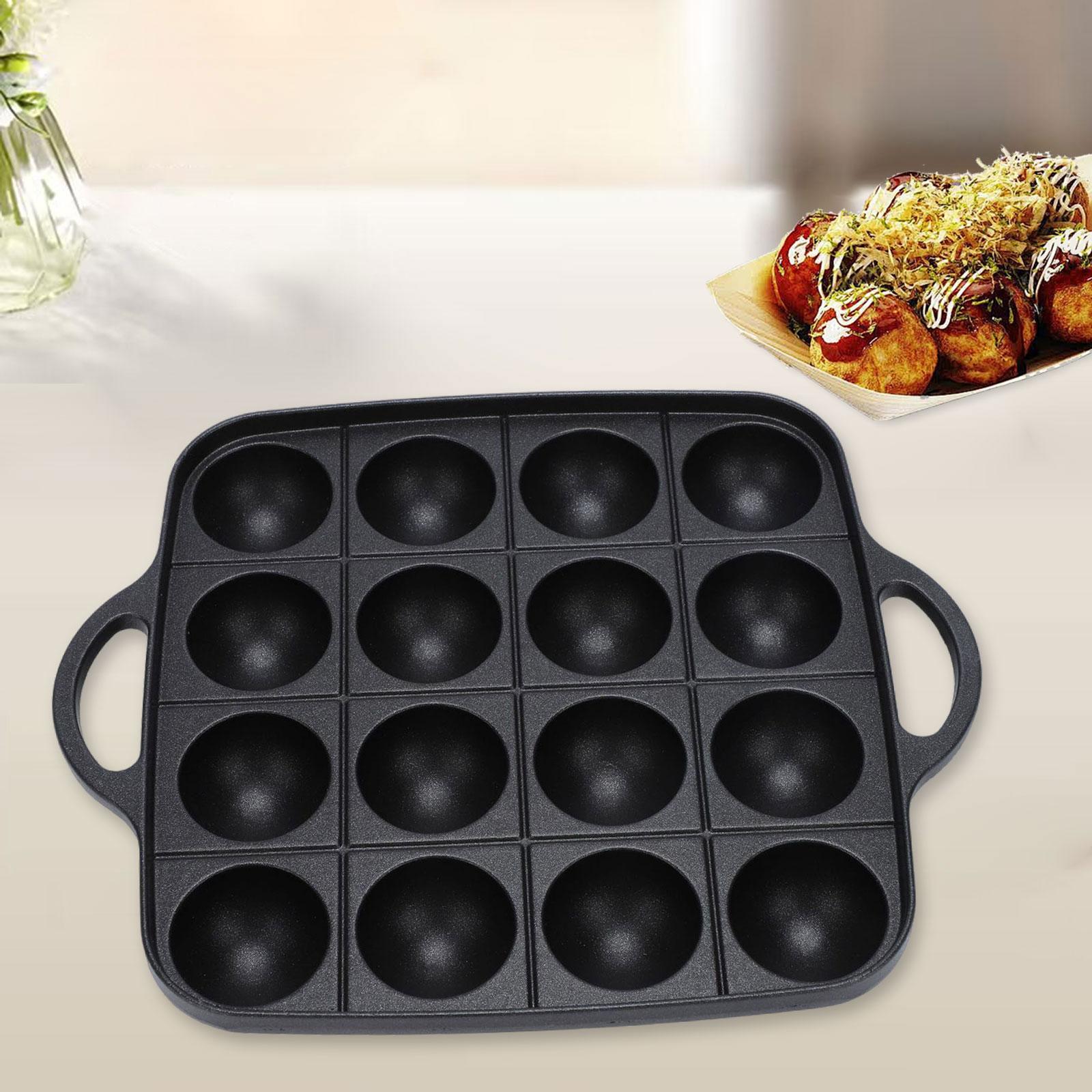 Camping Cooking Cast Iron - تاكوياكي مقلاة شواء 16 تجاويف سهلة