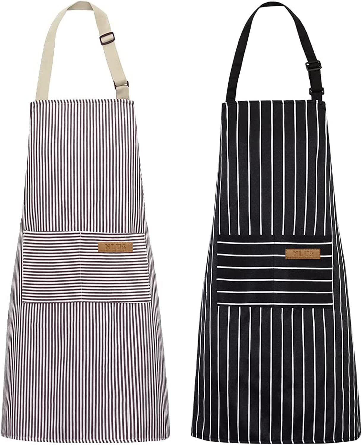 Camping Cooking Apron - مريلة مطبخ مخططة باللونين الأسود والأبيض،