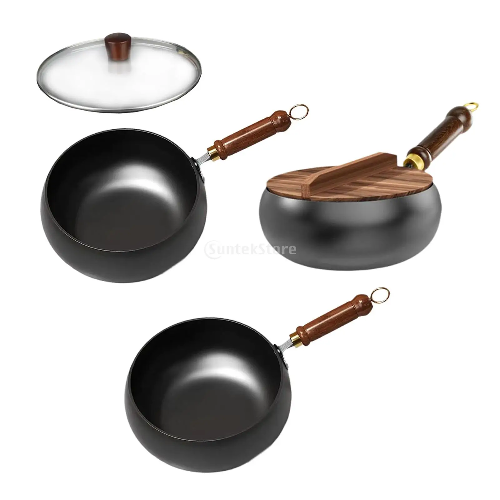 Camping Cooking Cast Iron - مقلاة ووك غير لاصقة بطلاء خاص