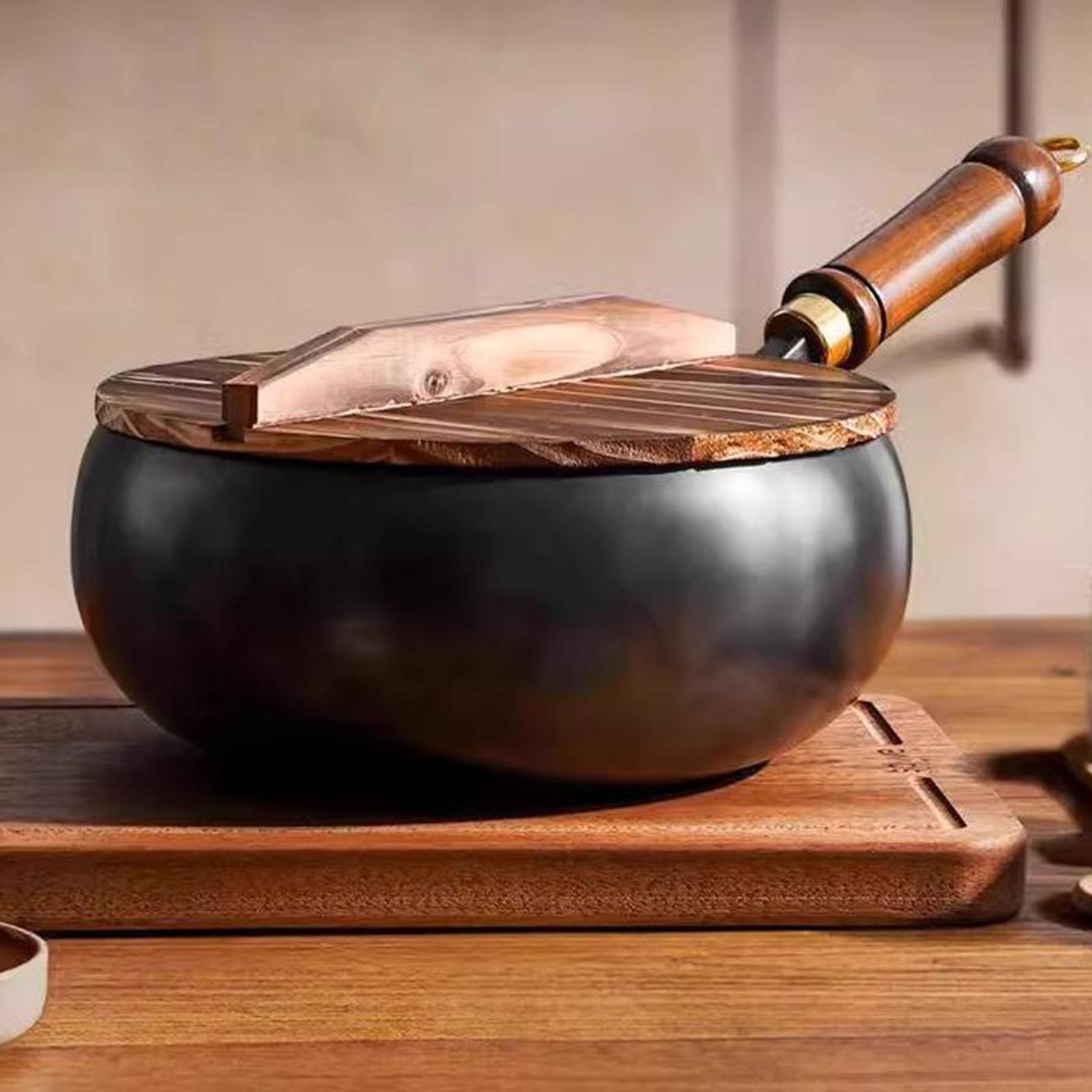 Camping Cooking Cast Iron - غير المغلفة ووك الصينية ووك غطاء