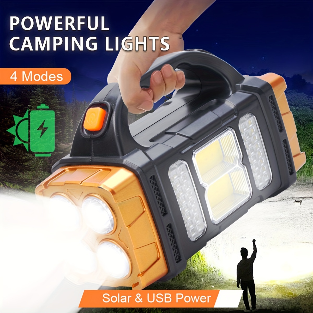 Camping Cooking Fish - مصباح يدوي LED شمسي عالي الطاقة