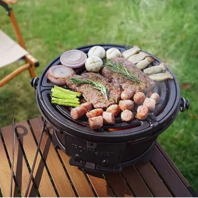 Camping Cooking Cast Iron - شواية فحم مستديرة، شواية من الحديد