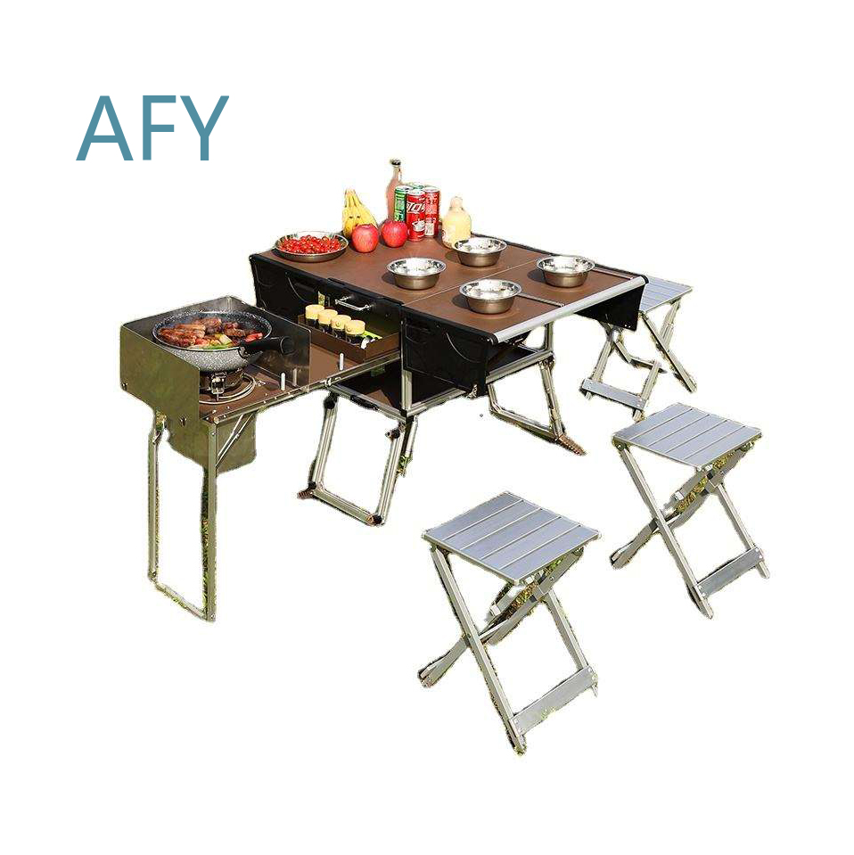 عربة طعام محمولة قابلة للطي لل - مراجعة Camping Cooking And Dining Set وسعره