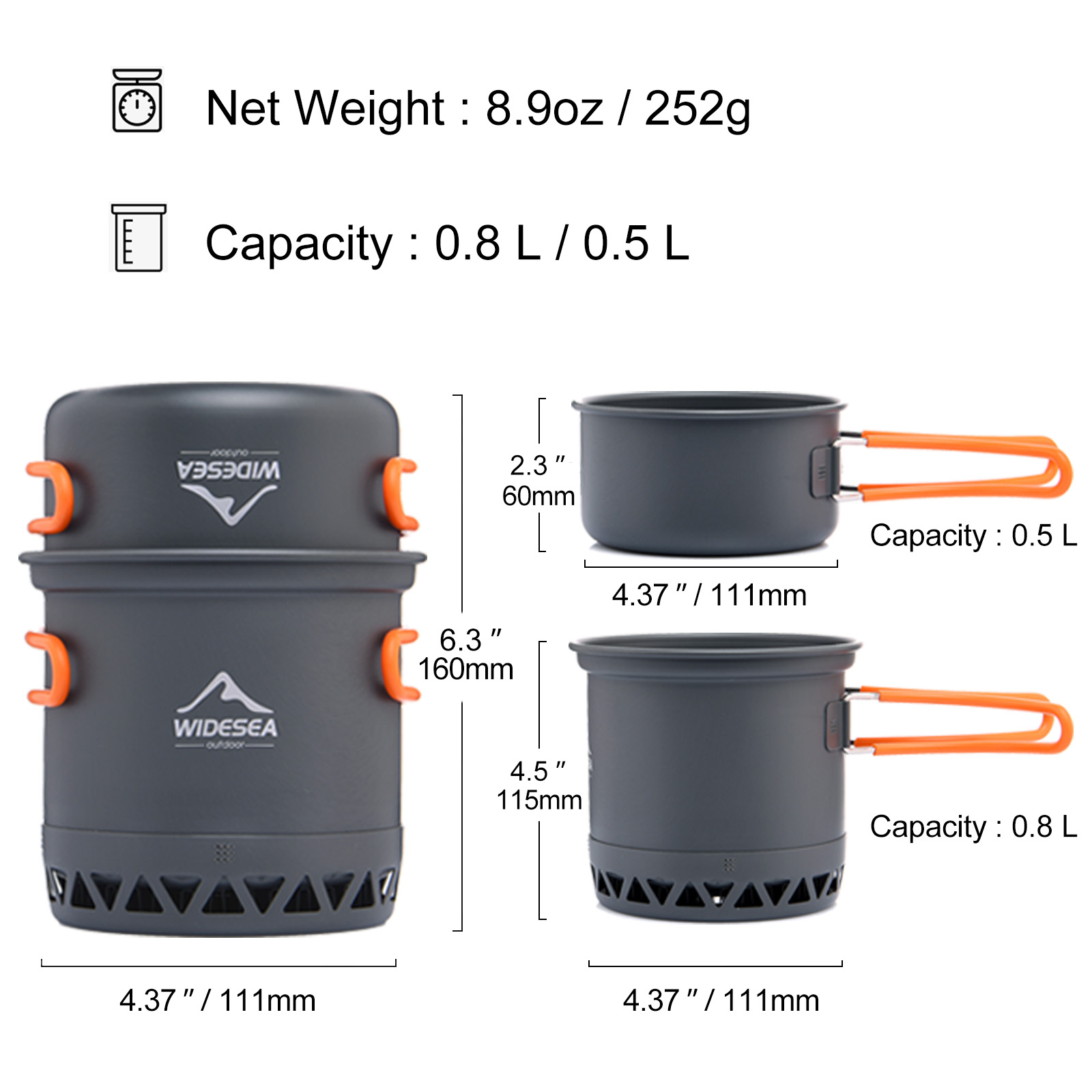 Widesea وعاء التخييم 1.3L 2.3L - مراجعة Camping Cooking And Dining Set وسعره