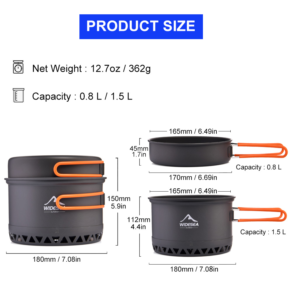 Widesea وعاء التخييم 1.3L 2.3L - مراجعة Camping Cooking And Dining Set وسعره