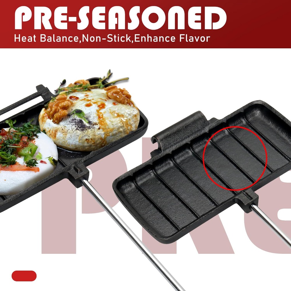 مكواة فطائر مزدوجة للتخييم من  - مراجعة Camping Cooking Cast Iron وسعره