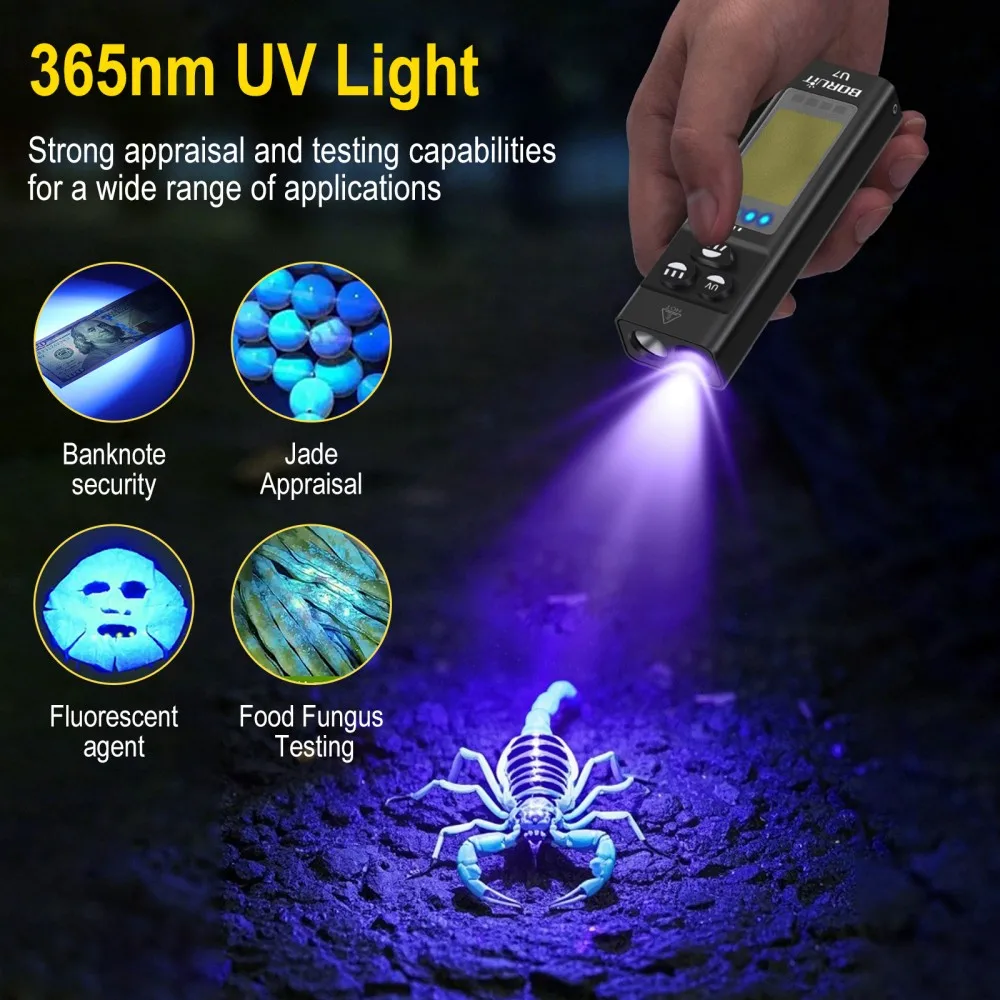 BORUiT U7 UV LED EDC مصباح يدو - مراجعة Camping Cooking Fish وسعره