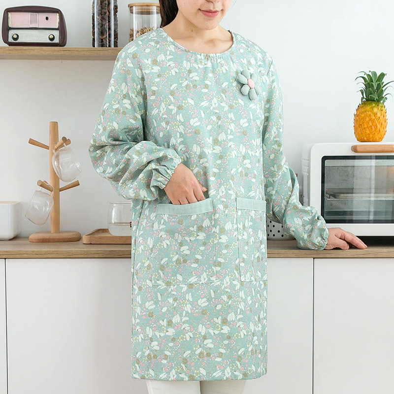 مريلة نسائية قطنية طويلة الأكم - مراجعة Camping Cooking Apron وسعره