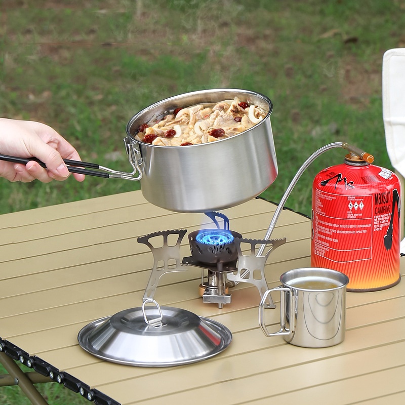 رائجة البيع 304 الفولاذ المقاو - مراجعة Camping Cooking Mess Kit وسعره