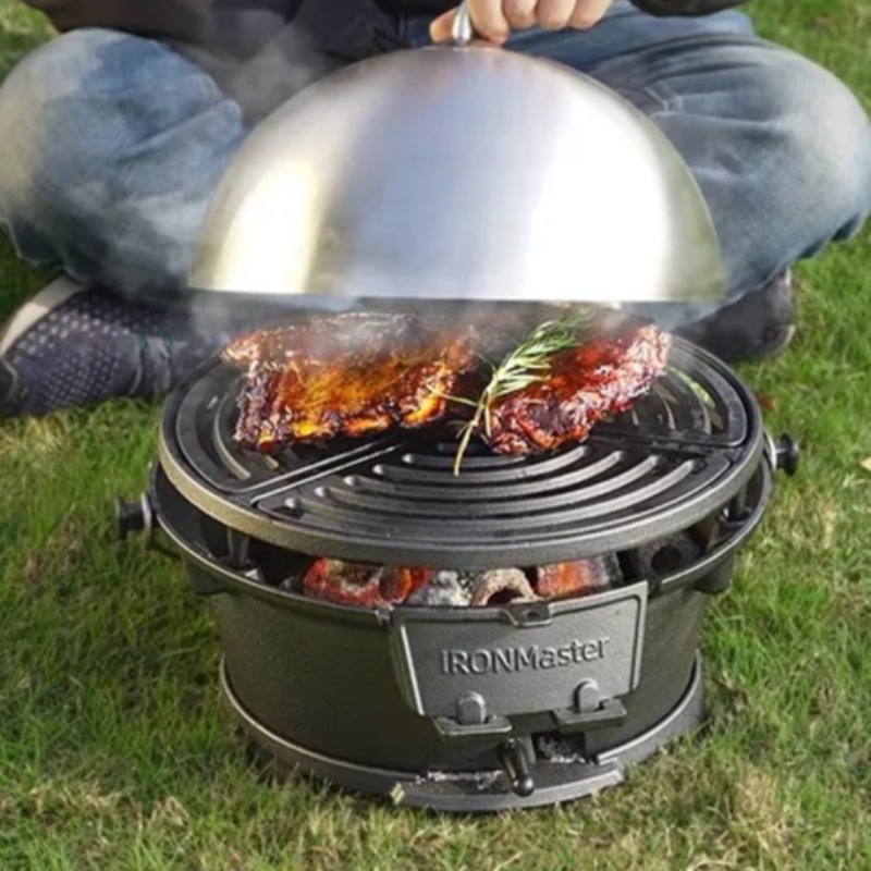 شواية فحم مستديرة، شواية من ال - مراجعة Camping Cooking Cast Iron وسعره