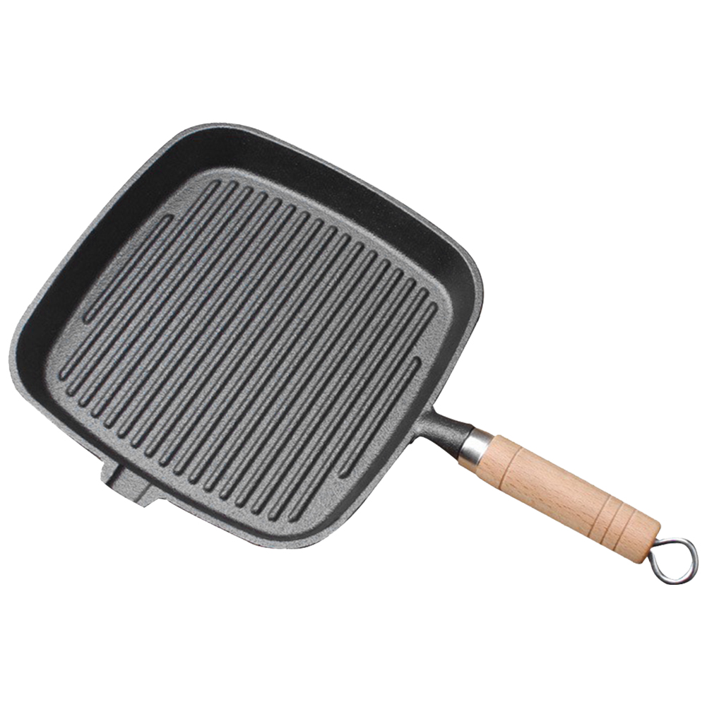 مقلاة شواء من الحديد بمقبض خشب - مراجعة Camping Cooking Cast Iron وسعره
